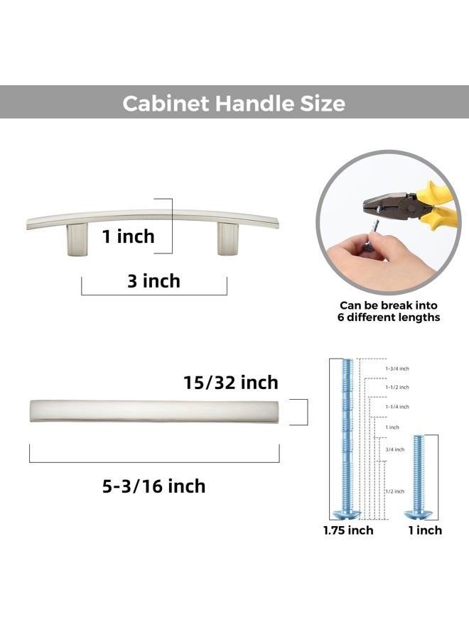 Ravinte Decor 30 Pack Cabinet Handles 3" Hole Center - Curved Cabinet Pulls Brushed Nickel Drawer Pulls for Kitchen Cabinet Cupboard Solid Pulls for Dresser Drawer Arch Cabinet Hardware - Image 3