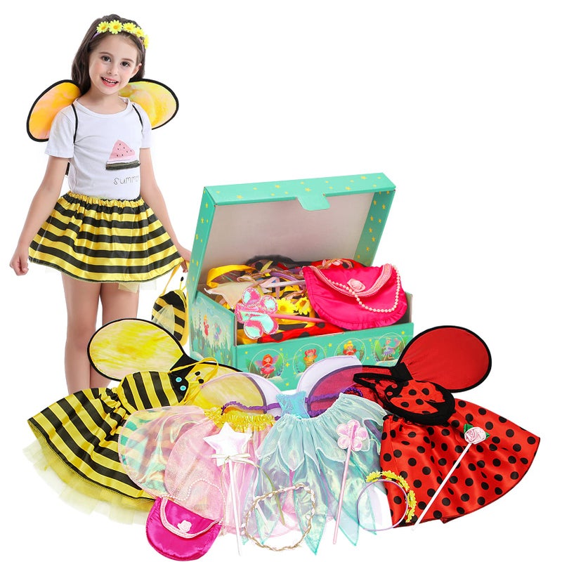 Fedio Dress up Clothes for Little Girls - Kids Dress up & Pretend Play Princess Dress up Trunk Costume for Girls 3-6 Years - Image 1