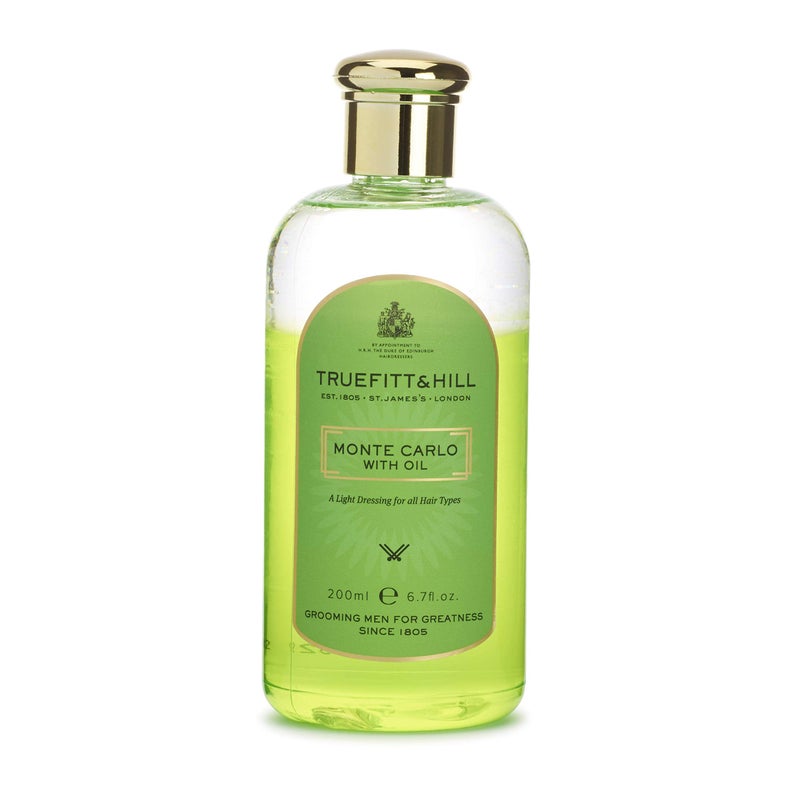 Truefitt & Hill Monte Carlo, Luxury Non-Greasy Hair Oil Designed for All Hair Types, Soothes Scalp, Minimizes Scars, Designed for Fine to Medium Hair - 6.7 oz.