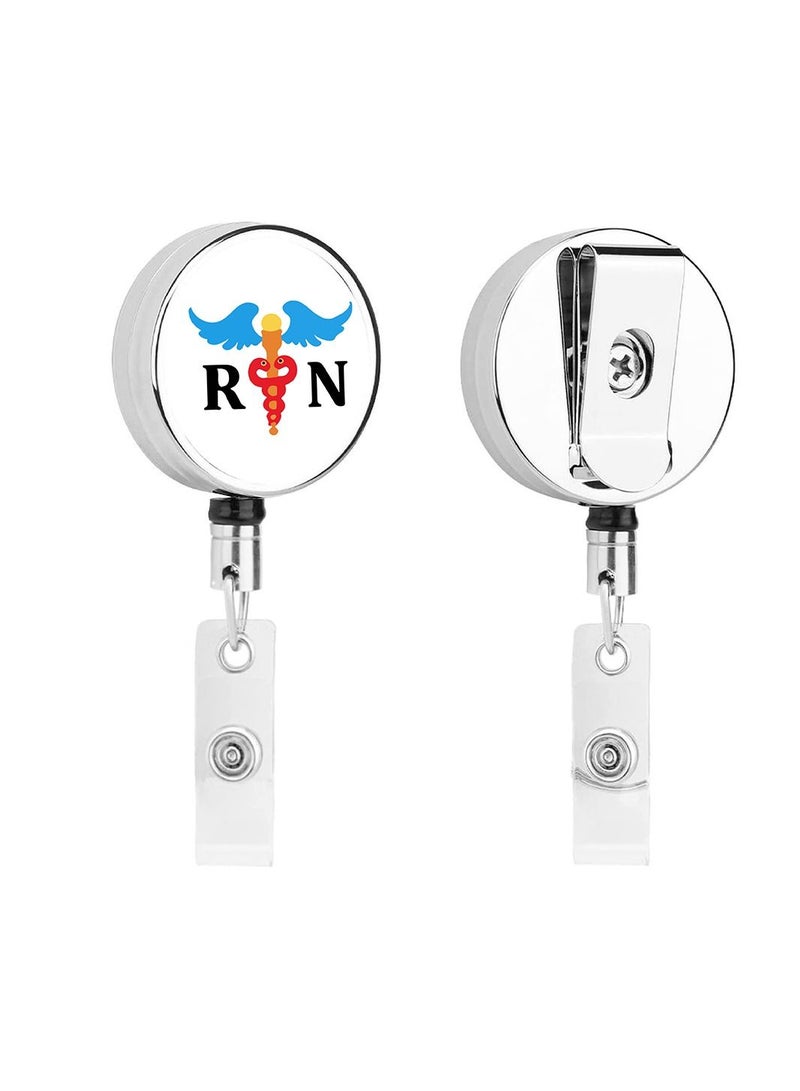 PRINTSHOP4ME Nurse Day Badge Reels Retractable - Durable Epoxy Coating and 5 Designs - Tich Button Clip and Badge Buckle - Nursing Appreciation Gifts (Design 3) - Image 1
