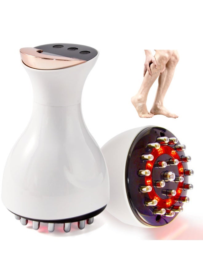 general Leg Massager for Circulation and Pain Relief, Lymphatic Drainage & Varicose Veins Support，Calf, Foot & Knee Massager with SoothingPulse, Heat, Light & Vibration (White) - Image 1