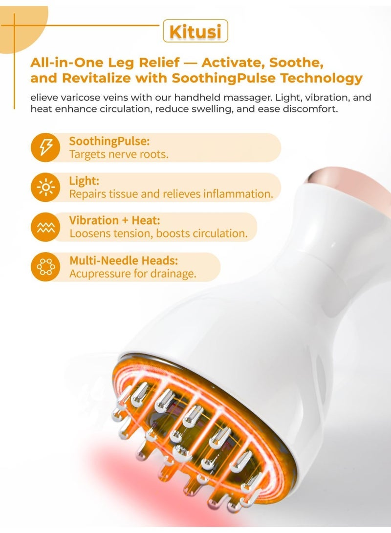 general Leg Massager for Circulation and Pain Relief, Lymphatic Drainage & Varicose Veins Support，Calf, Foot & Knee Massager with SoothingPulse, Heat, Light & Vibration (White) - Image 2
