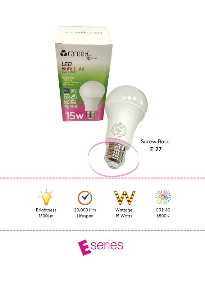 Rafeed - Led Bulb 15W 6500K White Light 50 60 Hz E27 Bulb 1500 Lumens Led Bulb Non Dimmable Lifespan 20 000 Hours Housing Plastic Save Power 80 Percent Bulb Interior Lighting Rfe 0256A - Image 1