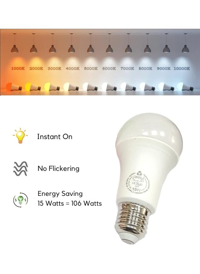 Rafeed - Led Bulb 15W 6500K White Light 50 60 Hz E27 Bulb 1500 Lumens Led Bulb Non Dimmable Lifespan 20 000 Hours Housing Plastic Save Power 80 Percent Bulb Interior Lighting Rfe 0256A - Image 1