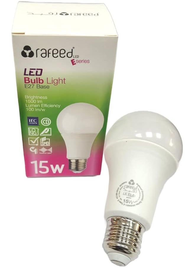 Rafeed - Led Bulb 15W 6500K White Light 50 60 Hz E27 Bulb 1500 Lumens Led Bulb Non Dimmable Lifespan 20 000 Hours Housing Plastic Save Power 80 Percent Bulb Interior Lighting Rfe 0256A - Image 1