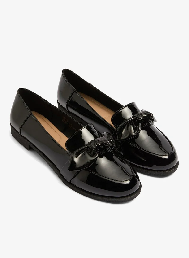 Matalan Black Patent Bow Loafers
