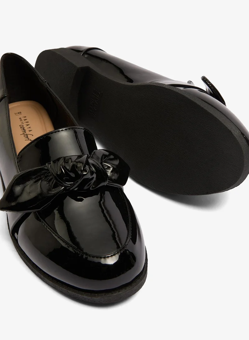 Matalan Black Patent Bow Loafers