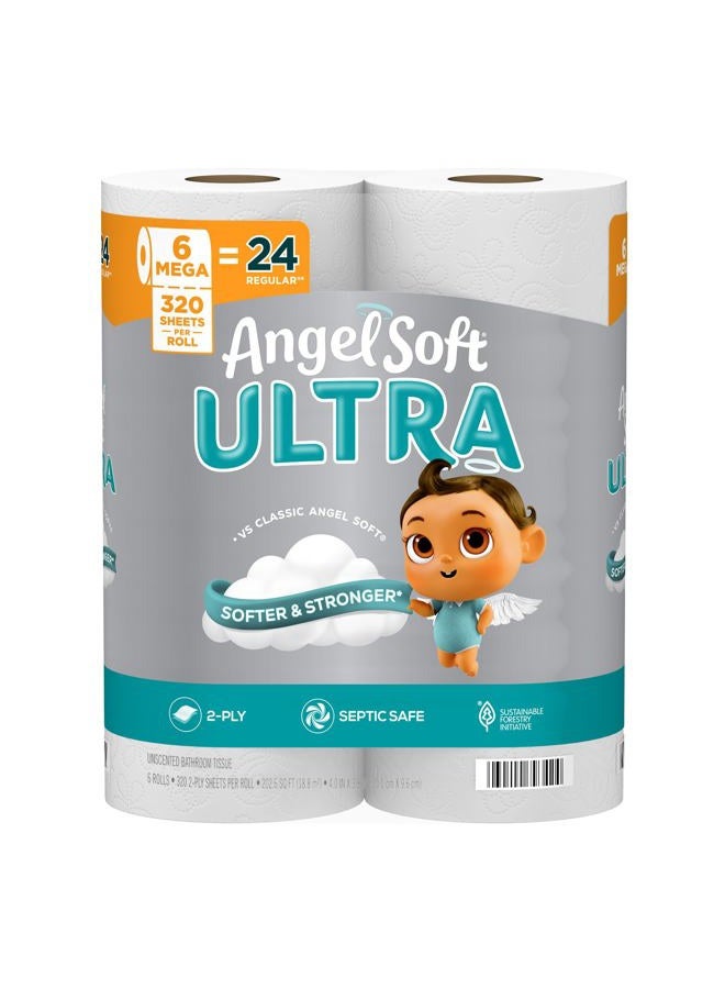 Angel Soft ورق تواليت ® ألترا، 6 لفات ميغا، 2-طبقة مناديل حمام - Image 1