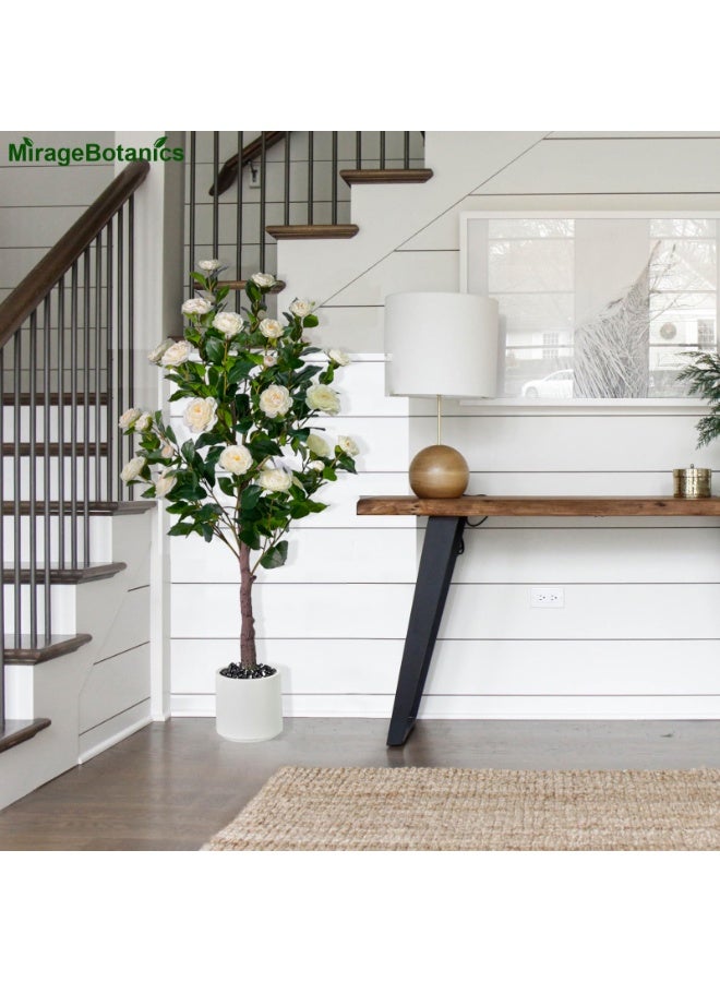 ميراج بوتانيكس كاميليا الزائفة شجرة 150 سم - واقعية مصنع الزهور الاصطناعية في وعاء الحضانة السوداء لغرفة المعيشة، الشرفة، ديكور المكتب - منخفضة الصيانة شجرة الزهور للمنزل، حفل الزفاف، هدية التدفئة المنزلية - Image 1