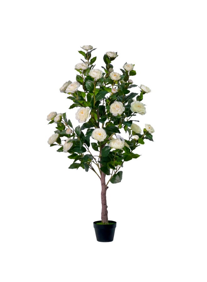 ميراج بوتانيكس كاميليا الزائفة شجرة 150 سم - واقعية مصنع الزهور الاصطناعية في وعاء الحضانة السوداء لغرفة المعيشة، الشرفة، ديكور المكتب - منخفضة الصيانة شجرة الزهور للمنزل، حفل الزفاف، هدية التدفئة المنزلية - Image 2
