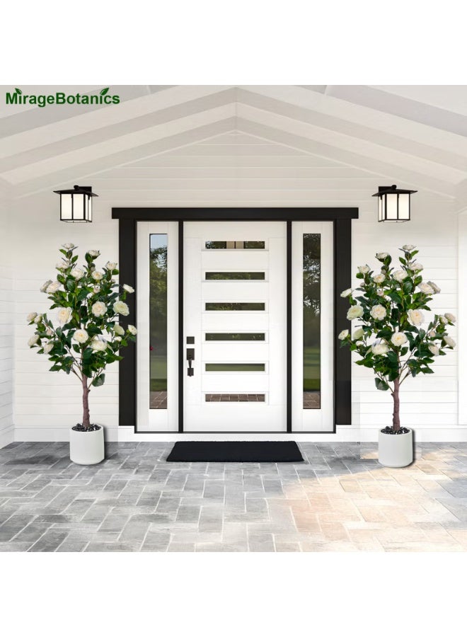 ميراج بوتانيكس كاميليا الزائفة شجرة 150 سم - واقعية مصنع الزهور الاصطناعية في وعاء الحضانة السوداء لغرفة المعيشة، الشرفة، ديكور المكتب - منخفضة الصيانة شجرة الزهور للمنزل، حفل الزفاف، هدية التدفئة المنزلية - Image 5