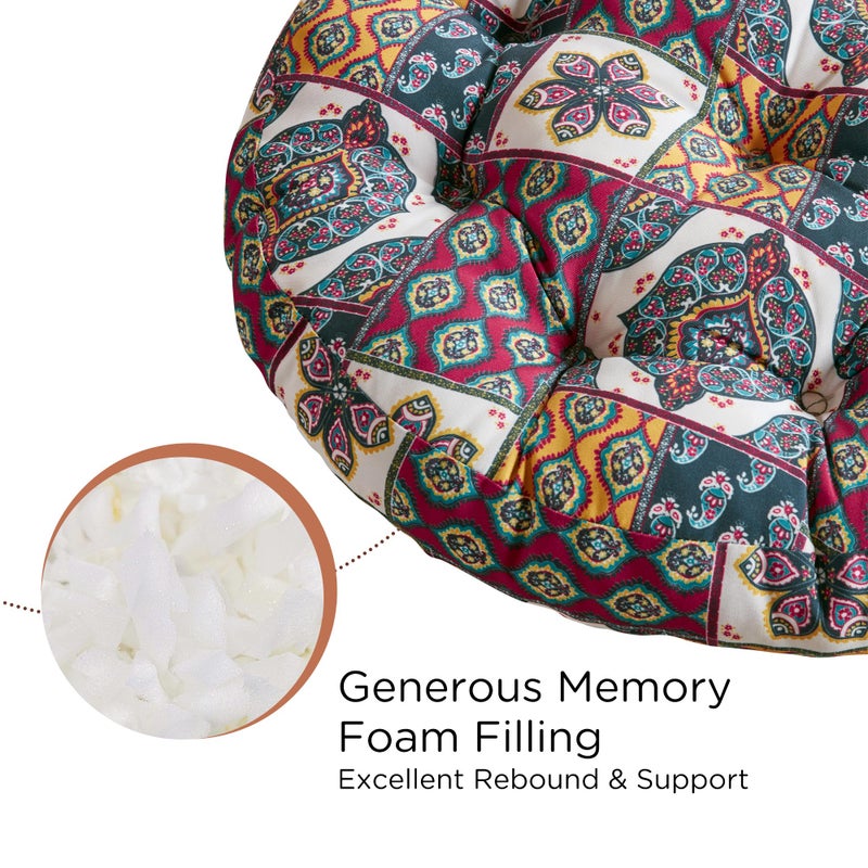 كودي وسائد أرضية مستديرة من CODI وسادة كبيرة تجلس للبالغين وأطفال مقاعد بوهو لقراءة اليوغا غرفة المعيشة تاتامي الرغوة وأضاف 22x22 بوصة بيزلي بوهو - Image 2