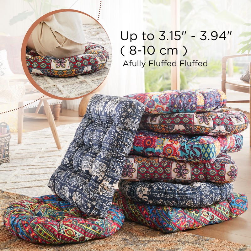 كودي وسائد أرضية مستديرة من CODI وسادة كبيرة تجلس للبالغين وأطفال مقاعد بوهو لقراءة اليوغا غرفة المعيشة تاتامي الرغوة وأضاف 22x22 بوصة بيزلي بوهو - Image 4