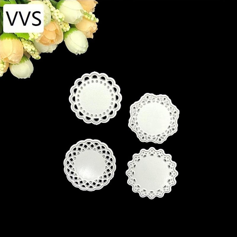 VVS Metal Die Cuts Set Include 4 Different Patterns Round Lace Flower Border Cutting Dies Cut Stencils for Scrapbooking Photo Album Decorative Embossing Paper Dies for Card Making Template (Upgrade) - Image 2