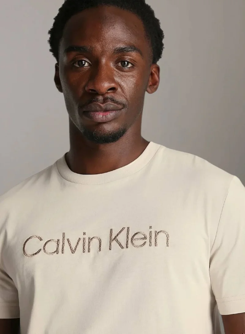 Calvin Klein Oatmeal Logo T-Shirt for Men | Best Price UAE