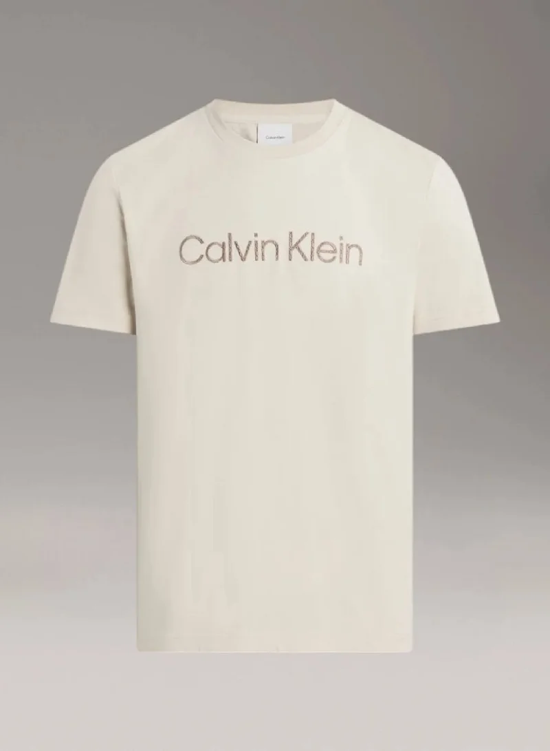 Calvin Klein Oatmeal Logo T-Shirt for Men | Best Price UAE