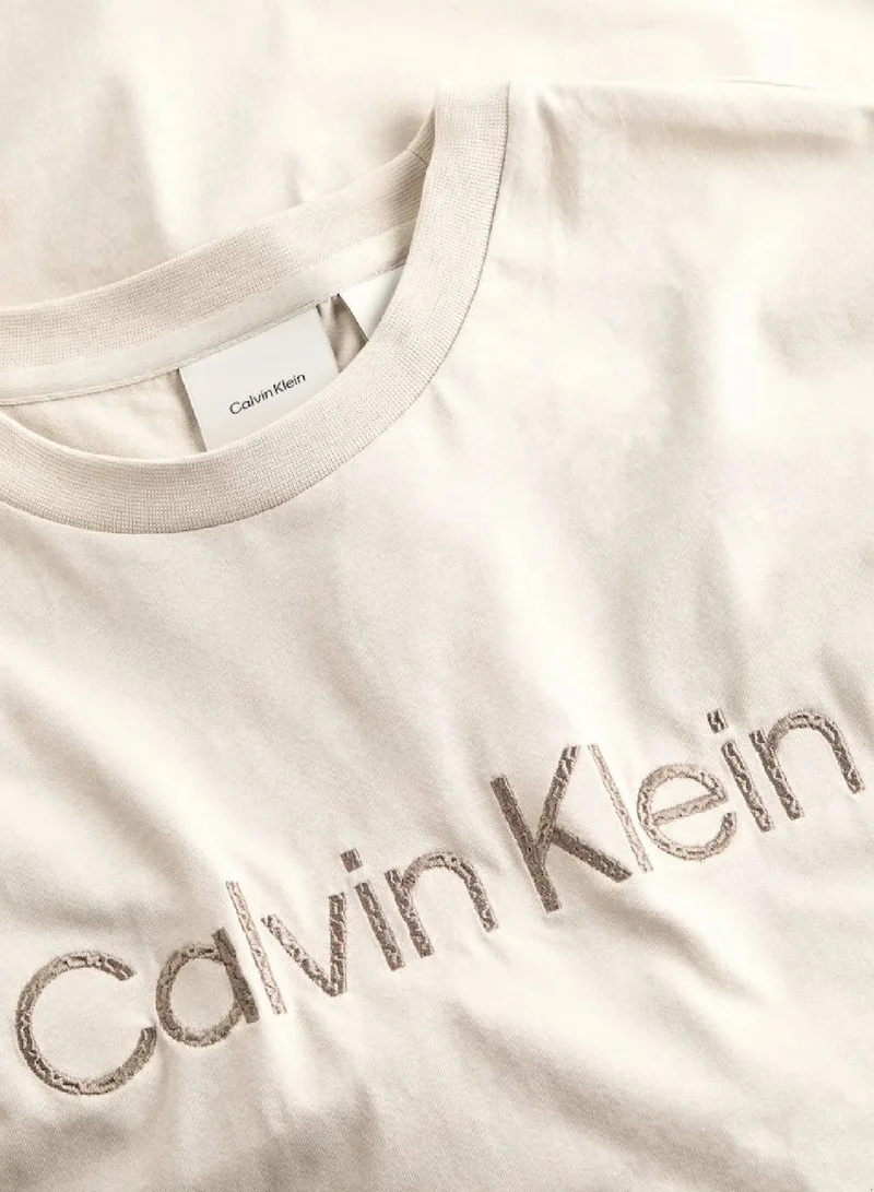 Calvin Klein Oatmeal Logo T-Shirt for Men | Best Price UAE