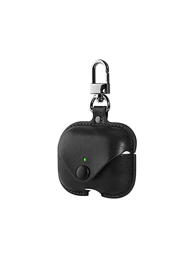 erorex - Genuine Leather Case Compatible With Air Pods Pro Case Protective Cover For Air Pods Pro Wireless Charging Case Headphones Earpods Soft Leather Cover With Keychain Hook Black - Image 1