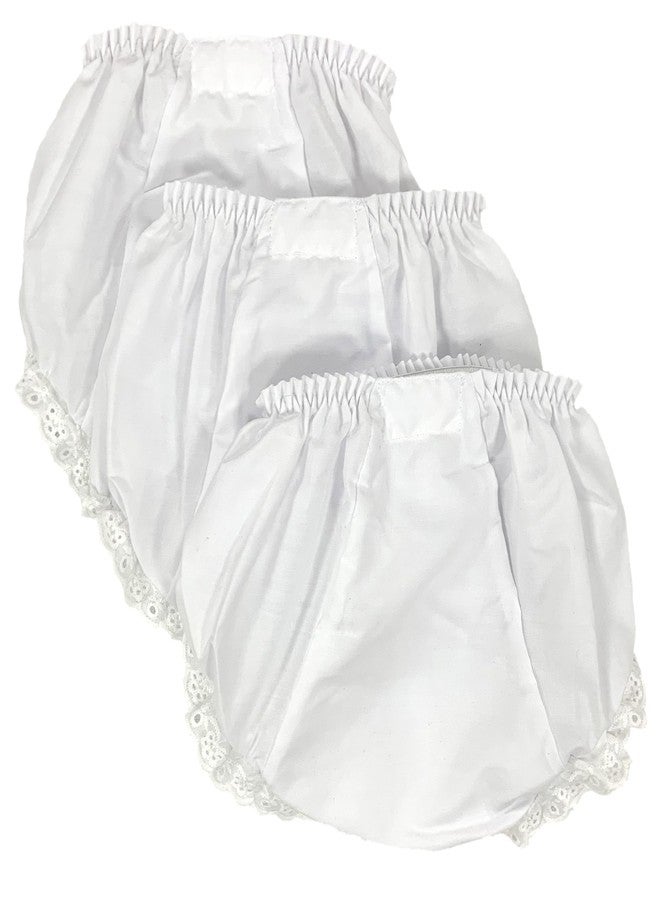 Embroider This! Baby Girls Bloomers Double Seat Diaper Cover Package of 3 (0-6 Months) White - Image 3