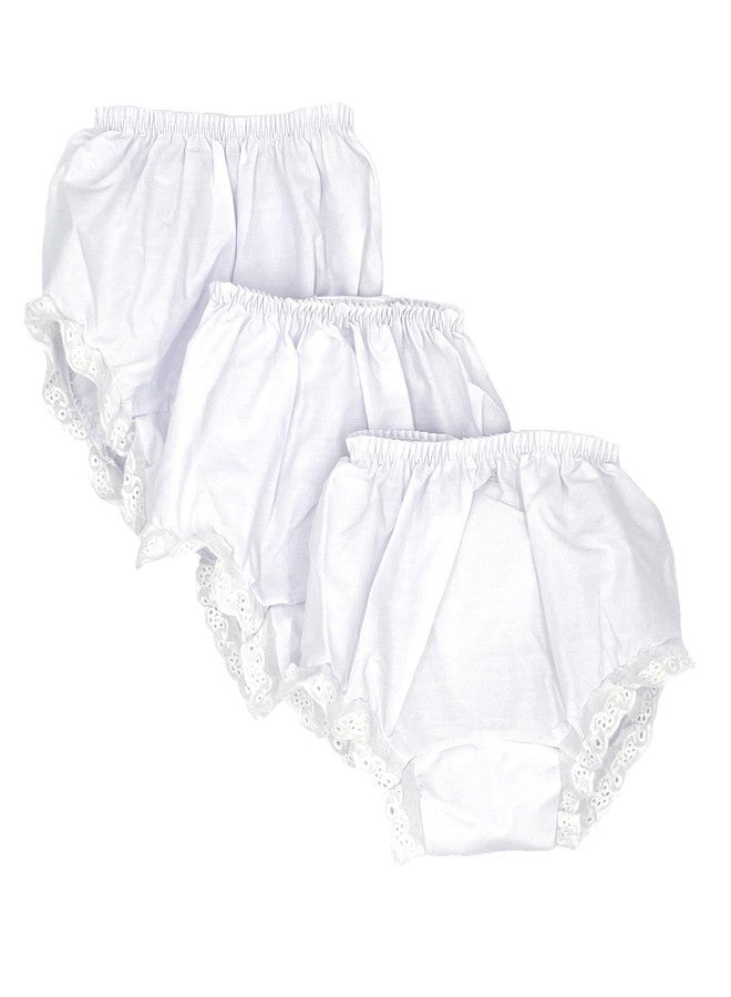 Embroider This! Baby Girls Bloomers Double Seat Diaper Cover Package of 3 (0-6 Months) White - Image 1