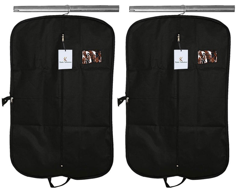 Kuber Industries Foldable 2 Piece Non-Woven Coat Cover, Black, 60 x1 x94 Cm - Image 1