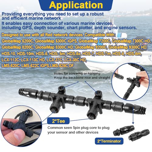 YMT Replace 124-69 NMEA Network Starter Kit,for NMEA 2000 Node Terminators,Connection with T Connector,Compatible with Lowrance N2K-Exp-Rd-2 Network Starter Kit - Image 3