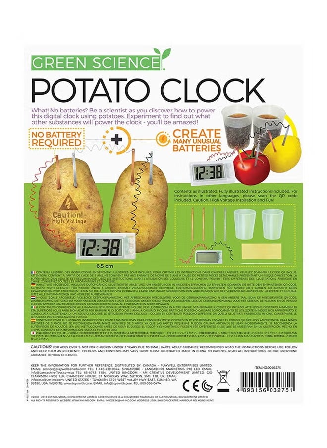 Generic - DIY Potato Clock Kit, Green Science Educational Set with LCD Display, Wall Hanging Decoration, , Galvanic Battery Experiment, , Compact Design, Clock & Cup Included - Image 1