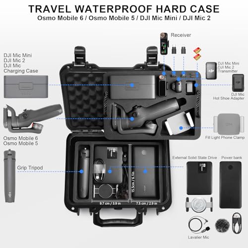 Lekufee Waterproof Hard Case for DJI Osmo Mobile 6 Osmo Mobile 5 Gimbal Stabilizer DJI Mic 32Mic Mini 2 AccessoriesCase Only - Image 3
