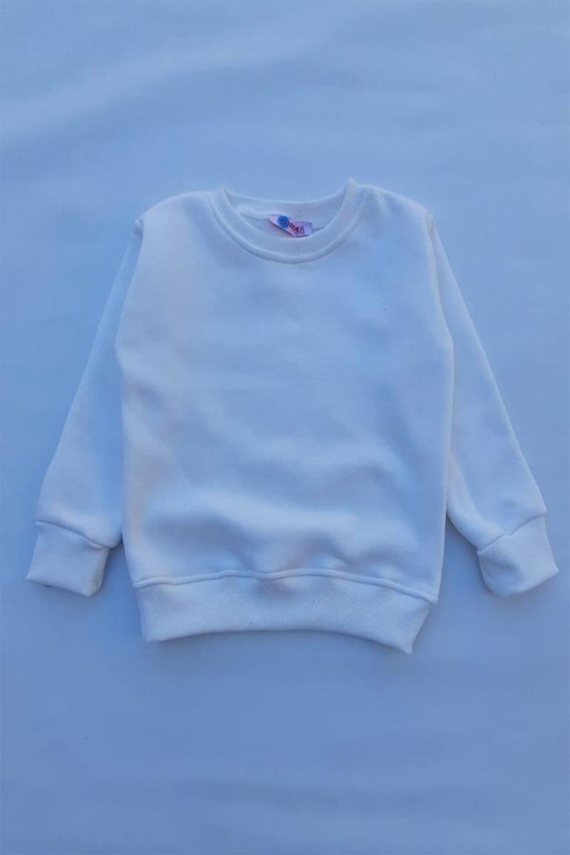 The Wert Unisex White Basic Polar Fleece Knitted Thick Sweatshirt  - Image 1