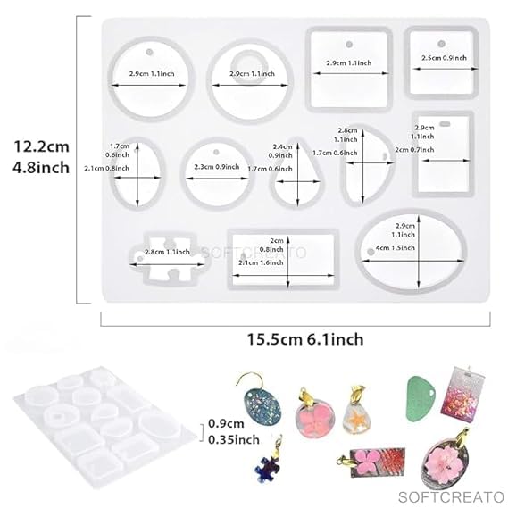 Resin Moulds Silicone, Epoxy Resin Moulds, 12 Cavity Crystal Epoxy Mould, 1 Pc, for DIY Personalised Simple Handmade Jewellery Making Pendant Earrings Decorative - Image 3