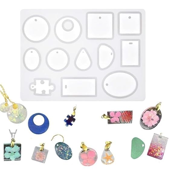 Resin Moulds Silicone, Epoxy Resin Moulds, 12 Cavity Crystal Epoxy Mould, 1 Pc, for DIY Personalised Simple Handmade Jewellery Making Pendant Earrings Decorative - Image 1