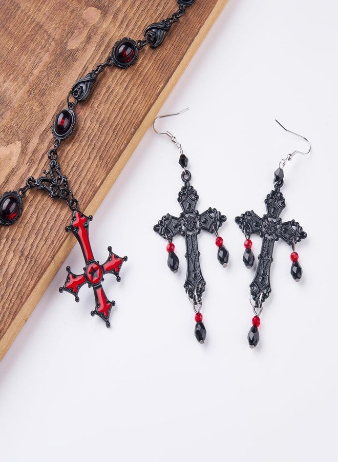 Galetcy Halloween Vampire Necklace Earrings Set, Gothic Jewelry Necklace Earrings Halloween Costume Accessories for Women - Image 5