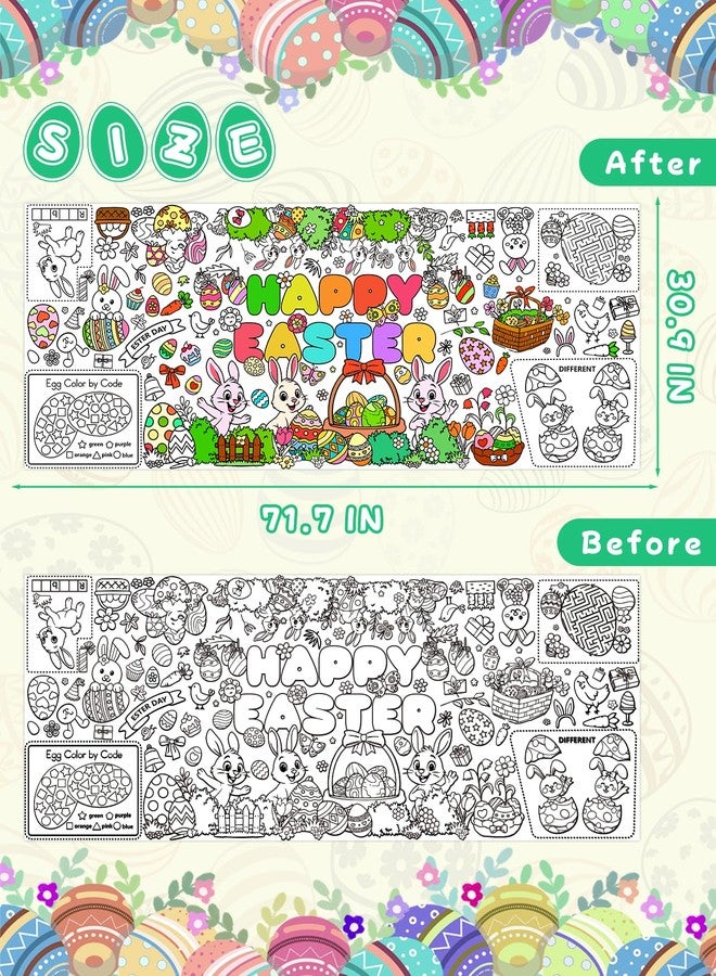 bomis Easter Coloring Tablecloth for Kids, 31x72 Inch Easter Tablecloth Poster with Bunnies, Eggs, Flowers, Perfect for Easter Party Games, Classroom Decorations, Spring Activities and Holiday Supplies - Image 2