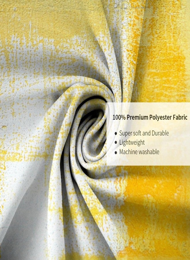 Wathon Yellow Ombre Fabric Shower Curtain Funny Black Art Get Naked on Abstract Paint Brush Graffiti Design Bath Curtain, Modern Chic Mustard Yellow Grey Bathroom Shower Curtain Set with Hooks 72X72IN - Image 3