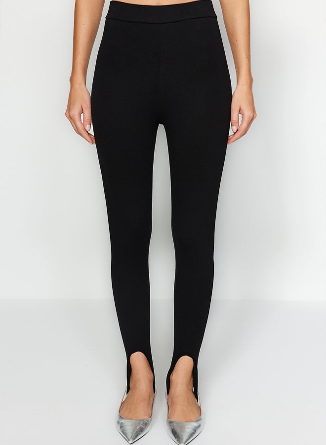 trendyol Black High Waist Füzo Interlock Flexible Knitted Leggings - Image 4