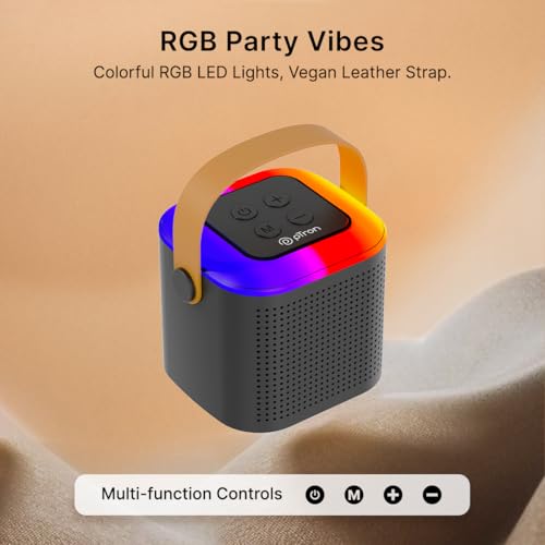 pTron Newly Launched Fusion Tunes 10W Mini Bluetooth Speaker with Wireless Karaoke Mic, 8Hrs Playtime, Vivid RGB Lights, Voice Effects, Multi-Play Modes BT5.1/TF Card & Type-C Charging Port (Black) - Image 5