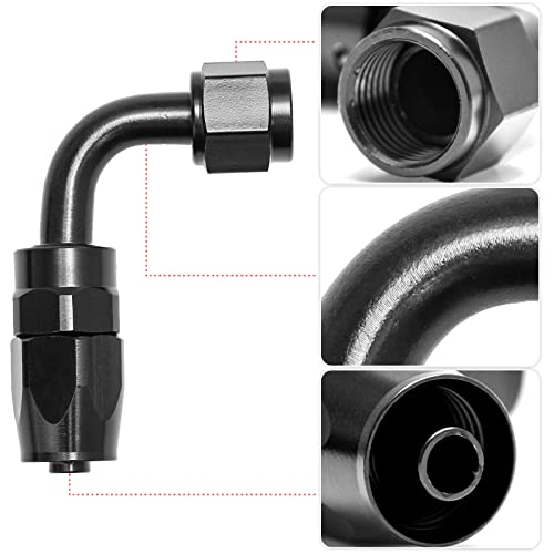LEDAUT 6AN Swivel Fuel Hose End Fitting Kit - Straight, 45, 90, 180 Fittings & Hose Separator Clamps - Aluminum, Black - Image 5