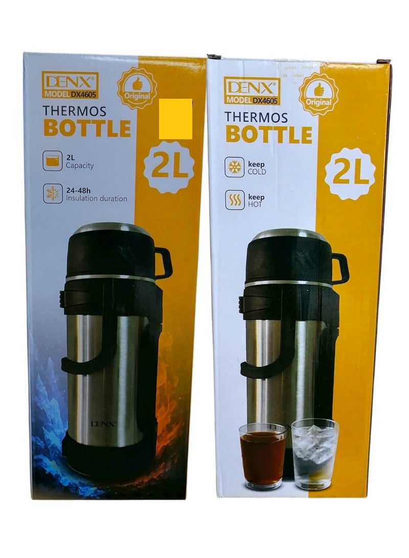 Denx Thermos Bottle tea and coffee Cold and Hot bottle, black, 2 liters - Image 2