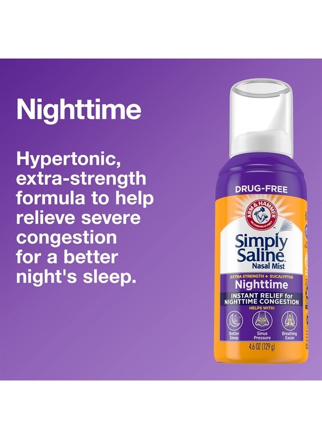 ARM & HAMMER Simply Saline Nighttime Nasal Mist 4.6oz- Instant Relief for SEVERE Congestion- One 4.6oz Bottle - Image 3