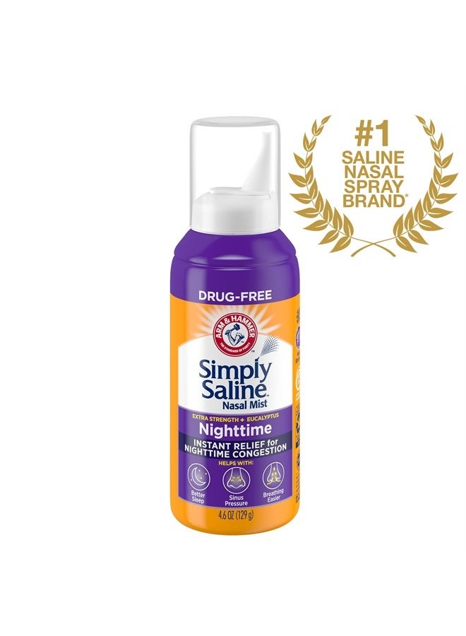 ARM & HAMMER Simply Saline Nighttime Nasal Mist 4.6oz- Instant Relief for SEVERE Congestion- One 4.6oz Bottle - Image 2