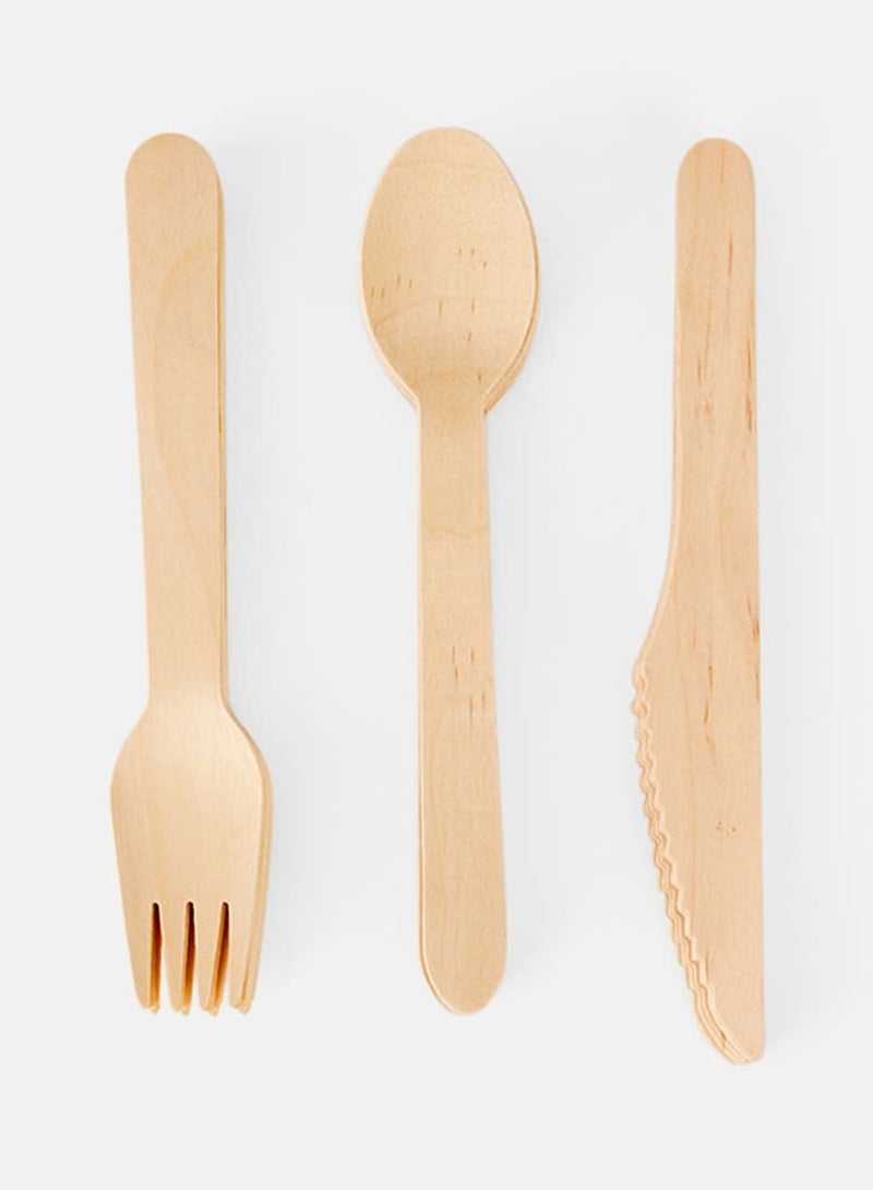 Halapack [25 ,50,100 PCS] Disposable Wooden Cutlery Set with Spoon, Fork, Knife, and Tissue - Bulk  - Image 5
