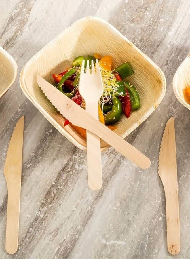 Halapack [25 ,50,100 PCS] Disposable Wooden Cutlery Set with Spoon, Fork, Knife, and Tissue - Bulk  - Image 4