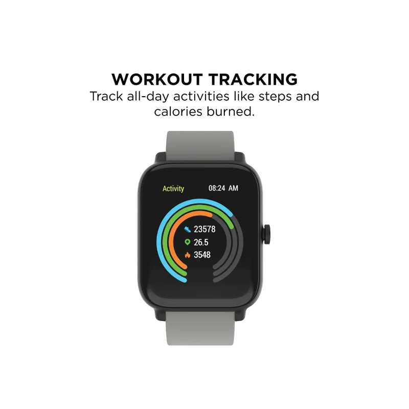 EVO Evo 24/7 Unisex Interactive-Fitness Tracker Watch Black/Grey, EV1S01-G04