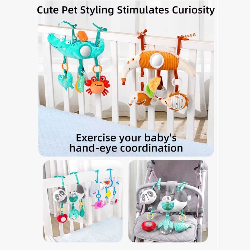 Hanging Baby Rattle: 28*27Cm Cute Panda Design - Built-In Ringing Paper & BB Devices, Hand-Eye Coordination Training For Crib, Stroller Baby Entertainment - Image 2