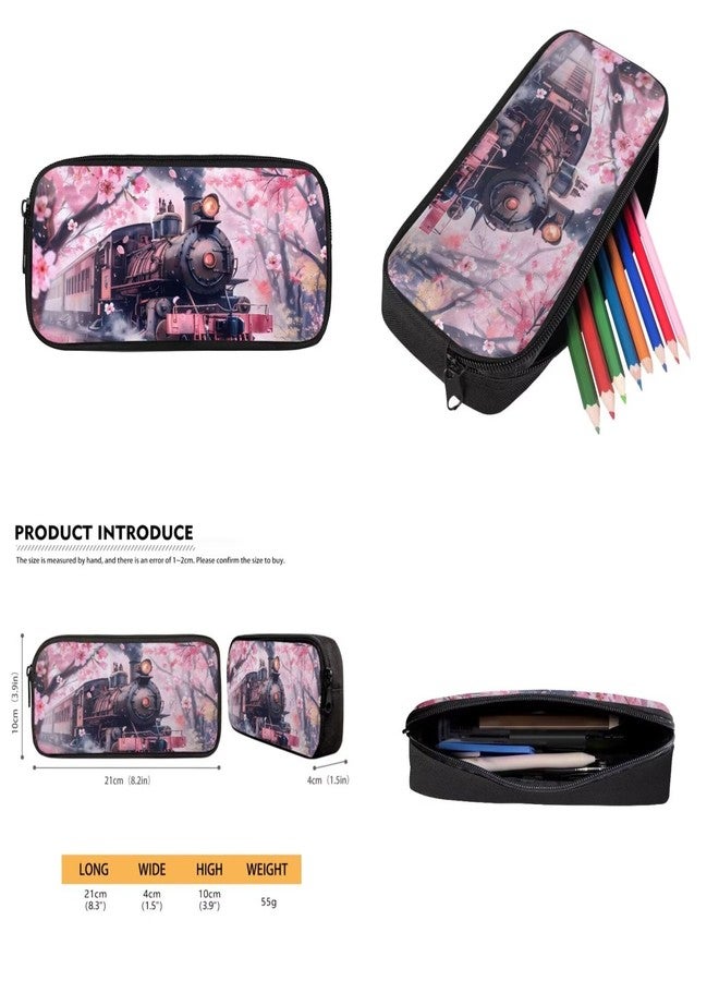 Gomyblomy Backpack for School Girls Bookbag with Lunch Box 4-In-1 Set Kawaii Kids School Bag for Elementary Kindergarten, Steam Train Cherry Blossom, 11 x 5.1 x 17.3 inches, Classic - Image 4