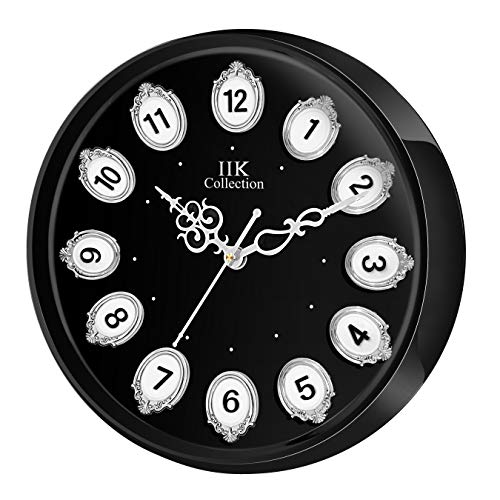 IIK COLLECTION Designer Analogue Plastic Sweep Silky Silent No Tic-Tic Sound Quartz Round Wall Clock with Glass for Home, Kitchen, Living Room, Bed Room, Office (Golden and Black) - Image 3