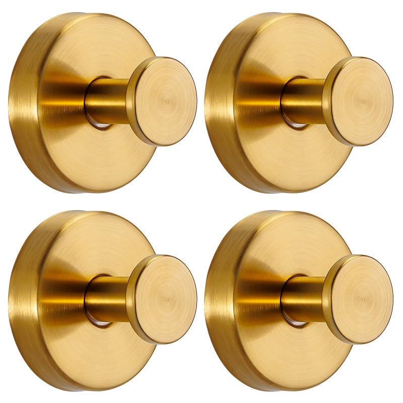 Fenas Suction Cup Hooks for Shower No-Drill Bathroom Hooks for Towels, Robes, Loofah Mountable on Bathroom Walls, Kitchen, Glass, Mirrors, Tile and Smooth,Non-Porous Surfaces (4, Brushed Gold) - Image 1