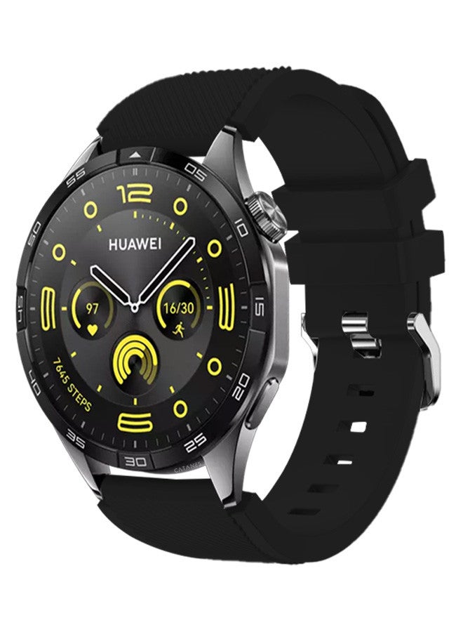 CATANES (for Huawei GT4 22mm) Silicone Strap,Sport Wristband Strap Adjustable Silicone Sport Band Black - Image 2