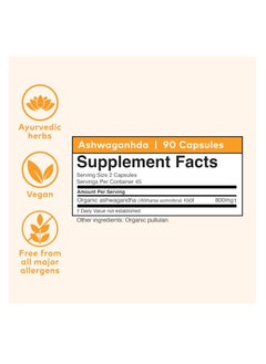 Organic India Organic India Ashwagandha Healthy Stress Response Herbal Supplement 90 Vegetarian Caps  - Image 2