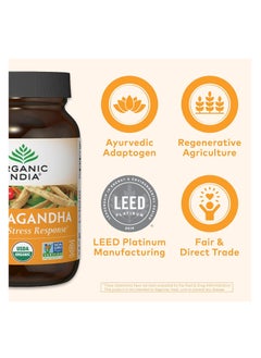 Organic India Organic India Ashwagandha Healthy Stress Response Herbal Supplement 90 Vegetarian Caps  - Image 5